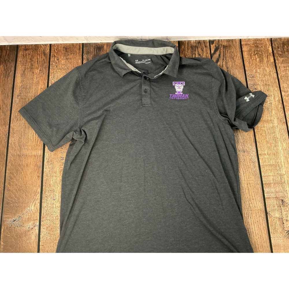 Under Armour Truman State University Polo Shirt Men's 2XL HeatGear Gray Purple - Picture 5 of 7